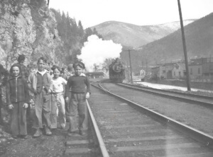 Young Wallace Boys on the Tracks West of the Depot